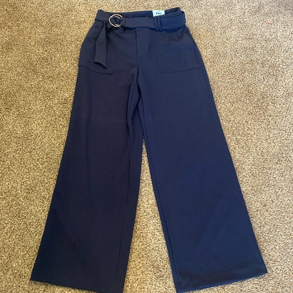 INC Belted Navy Wide-Leg Pants, Created for Macy's - Picture 1 of 3